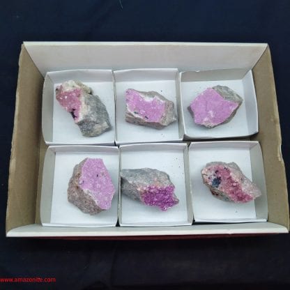 One Box of 6 Colbaltion Calcite Mineral Specimens from the Congo