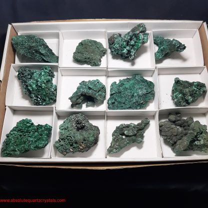 One Box 12 Silky/Botryoidal Malachite Mineral Specimens From Congo