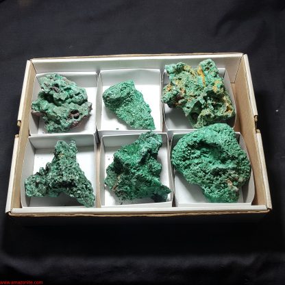 One Box Of 6 Malachite Mineral Specimens From Congo