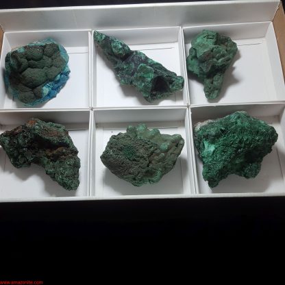 One Box Of 6 Malachite Mineral Specimens Chrispian Boyd