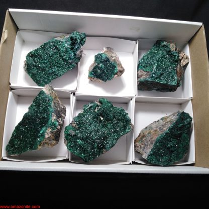 One Box of 6 Malachite Mineral Specimens From Congo Chrispian Boyd