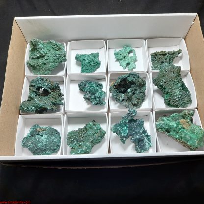 One Box Of 12 Malachite Mineral Specimens From Congo Chip Fryer - Image 2