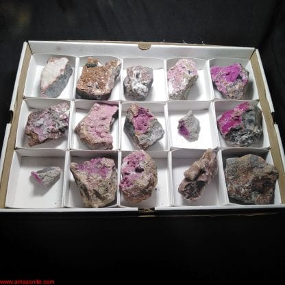 One Box of 15 Colbaltion Calcite mineral Specimens From Congo