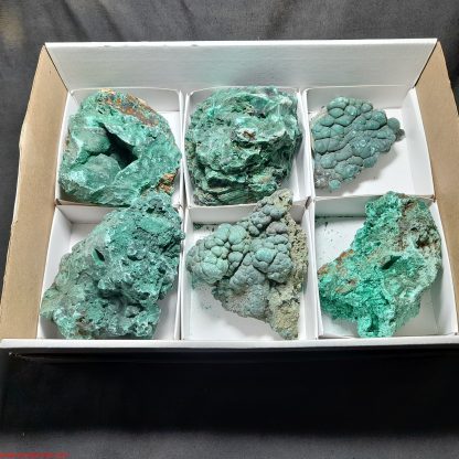 One Box Of 6 Malachite Mineral Specimens From Congo Katy Crawford