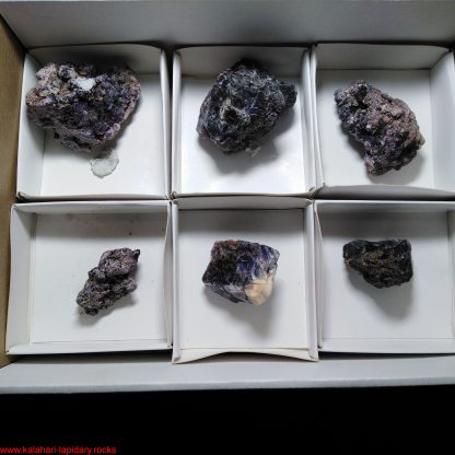 One Box of 6 Purple Fluorite Mineral specimens from Namibia