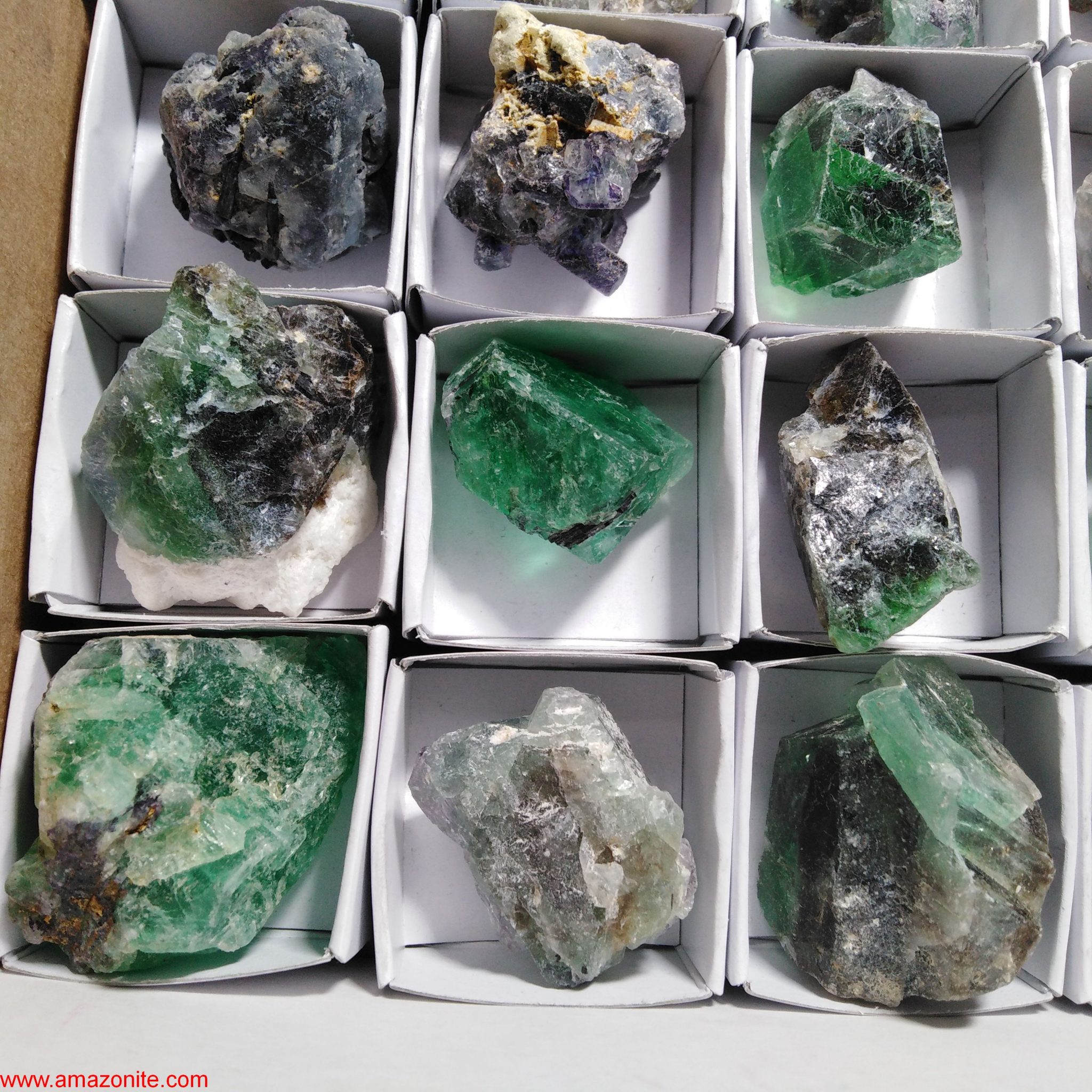 One Box of 88 Fluorite/Tourmaline Mineral Specimens From Erongo,Namibia