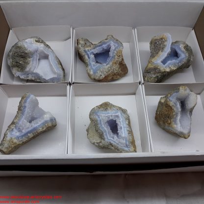 One Box Of 6 Blue Lace Agate Mineral Specimens From Malawi(Cody Bradshaw)