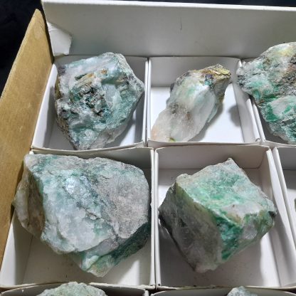 One Box Of 15 Ajoite/Malachite Mineral Specimens On Quartz From Messina, South Africa Erin Molhstrom - Image 3