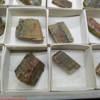 (WM03509) One Box of 24 Red Banded Calcite Mineral Specimens From Orange River, South Africa Josh Meyers - Image 4