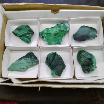 (WM03561) One Box of 6 Malachite Mineral Specimens From Congo