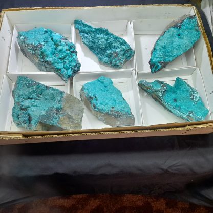 (WM03694) One Box Of 6 Chrysocolla Mineral Specimens From Congo