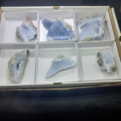 (WM03775) One Box Of 6 Blue Lace Agate Mineral Specimens From Malawi Criag Pennington - Image 2