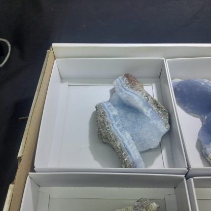 (WM03775) One Box Of 6 Blue Lace Agate Mineral Specimens From Malawi Criag Pennington - Image 3
