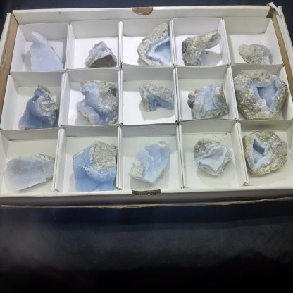 (WM03774) One Box Of 15 Blue Lace Agate Mineral Specimens From Malawi - Image 2