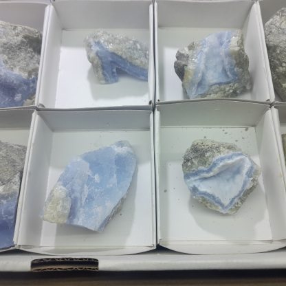 (WM03774) One Box Of 15 Blue Lace Agate Mineral Specimens From Malawi - Image 5