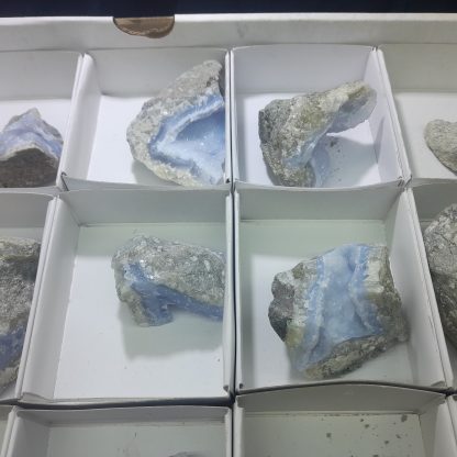 (WM03774) One Box Of 15 Blue Lace Agate Mineral Specimens From Malawi - Image 6