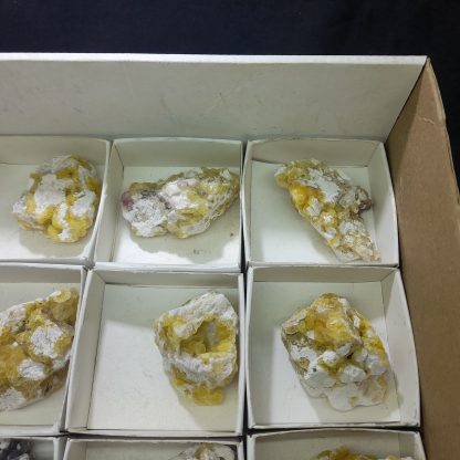 (WM03796) One Box Of 12 Yellow Fluorite Mineral Specimens From Pelle - Image 6