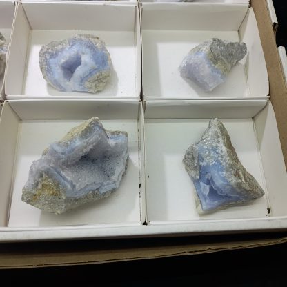 (WM03836) One Box Of 12 Blue Lace Agate Mineral Specimens From Malawi Gail Armstrong - Image 5