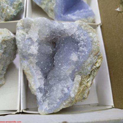 (WM03792) One Box of 6 Blue Lace Agate Mineral Specimens From Malawi Viki Stelfox - Image 2