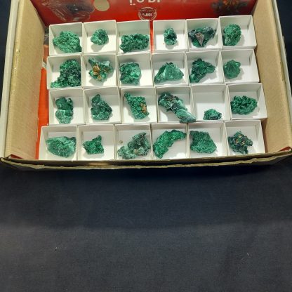 (WM03924) One Box Of 24 Malachite Mineral Specimens From Congo