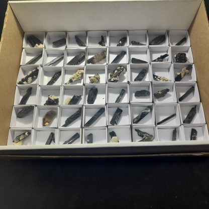 (WM03935) One Box Of 48 Aegerine Mineral Specimens From Malawi