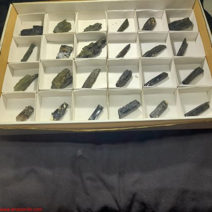 (WM03952) One Box Of 24 Aegerine Mineral Specimens From Malawi