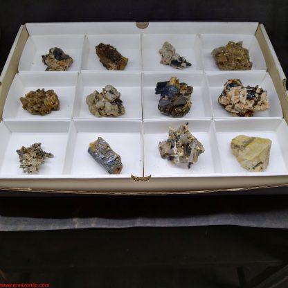 (WM03973) One Box of 12 Aegerine and Feldspar Mineral Specimens With Quartz From Malawi  Rachel Linderman