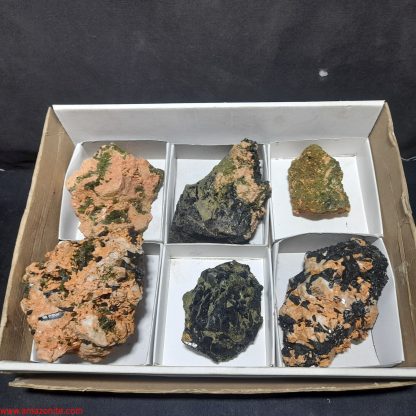 (WM03990) One Box Of 6 Epidote/Tourmaline Mineral Specimens From Congo - Image 2