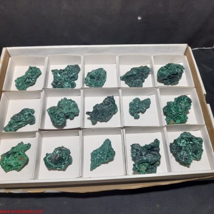 (WM04004) One Box Of 15 Malachite Mineral Specimens From Congo