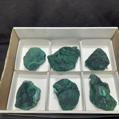 (WM04053) One Box Of 6 Malachite Mineral Specimens From Congo