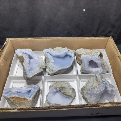 (WM0406) One Box Of 6 Blue Lace Agate Mineral Specimens From Malawi - Image 2