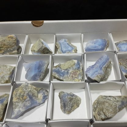 (WM04098) One Box Of 35 Blue Lace Agate Mineral Specimens From Malawi Vance Hewitt - Image 6