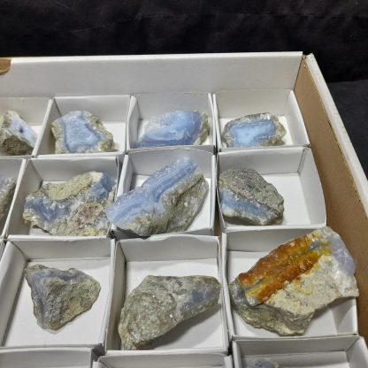 (WM04098) One Box Of 35 Blue Lace Agate Mineral Specimens From Malawi Vance Hewitt - Image 7