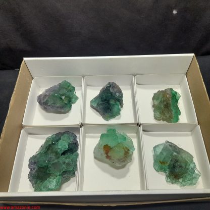 (WM04035) One Box Of 6 Fluorite Mineral Specimens From Riemvasmaak Vance Hewitt