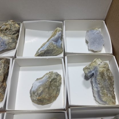 (WM04124) One Box Of 12 Blue Lace Agate Mineral Specimens From Malawi Carrie Vincent - Image 6