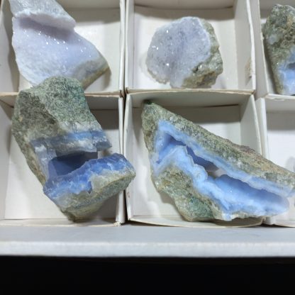 (WM04165) One Box Of 12 Blue Lace Agate Mineral Specimens From Malawi Vance Hewitt - Image 4