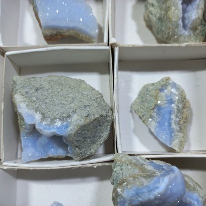 (WM04165) One Box Of 12 Blue Lace Agate Mineral Specimens From Malawi Vance Hewitt - Image 6