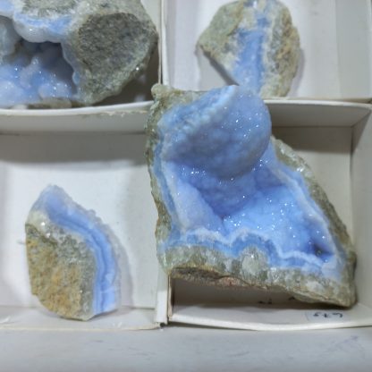 (WM04165) One Box Of 12 Blue Lace Agate Mineral Specimens From Malawi Vance Hewitt - Image 7