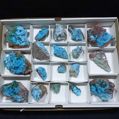 (WM04179) One Box Of 18 Druzzy Quartz On Chrysocolla Mineral Specimens From Congo Vance Hewitt