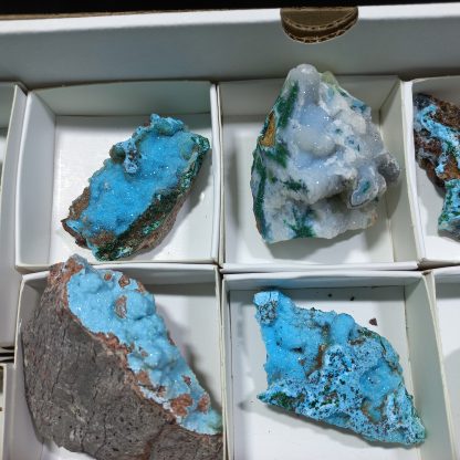 (WM04179) One Box Of 18 Druzzy Quartz On Chrysocolla Mineral Specimens From Congo Vance Hewitt - Image 5
