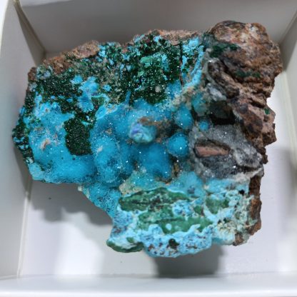 (WM04179) One Box Of 18 Druzzy Quartz On Chrysocolla Mineral Specimens From Congo Vance Hewitt - Image 11