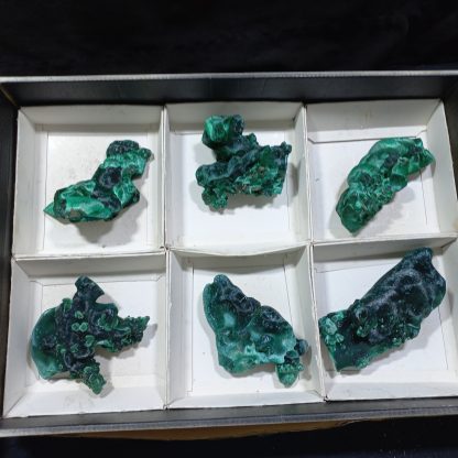 (WM04183) One Box Of 6 Silky Malachite Minerals Specimens From Congo  Rachel Linderman - Image 2