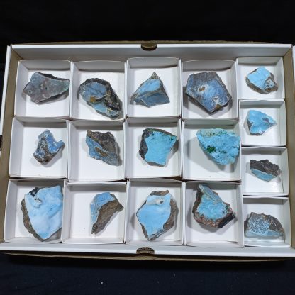 (WM04192) One Box Of 16 Chrysocolla Mineral Specimens From Congo