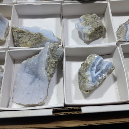 (WM04277) One Box Of 24 Blue Lace Agate Mineral Specimens From Malawi   Keith Patton - Image 5