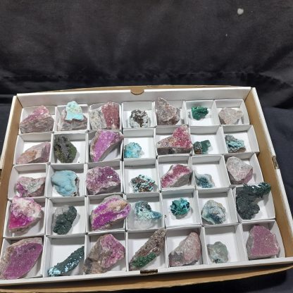 (WM04286) One Box Of 35 Assorted Mineral Specimens From Congo Vance Hewitt
