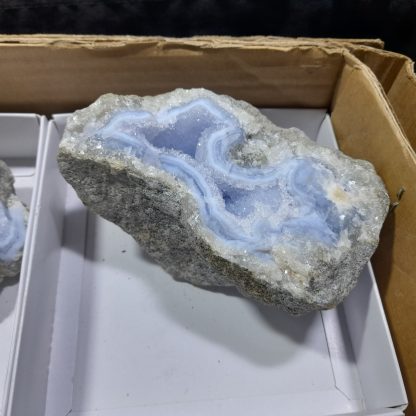 (WM04297) One Box Of 6 Blue Lace Agate Mineral Specimens From Malawi - Image 7