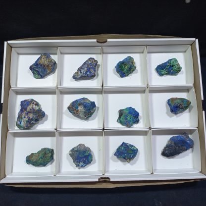 (WM04311) One Box Of 12 Azurite Mineral Specimens From Congo (Michelle Blume)