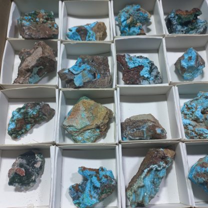 (WM04328) One Box Of 35 Chrysocolla/Malachite And Pseudomorph Mineral Specimens From Congo - Image 2