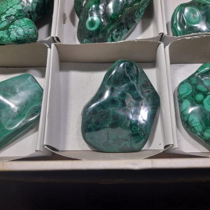 (WM04454) One Box Of 6 Hand Polished Malachite Mineral Specimens From Congo - Image 5