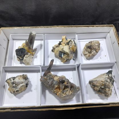 (WM04531) One Box Of 6 Aegerine/Feldspar With Smoky Quartz Crystals From Malawi (JP) - Image 2